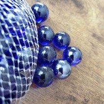 Blue Marbles, Glass Gems, Decorative Accents, Soil Topper, Vase Filler, 14oz image 3