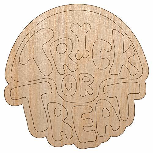 Halloween Trick of Treat Unfinished Wood Shape Piece Cutout for DIY Craft Projec