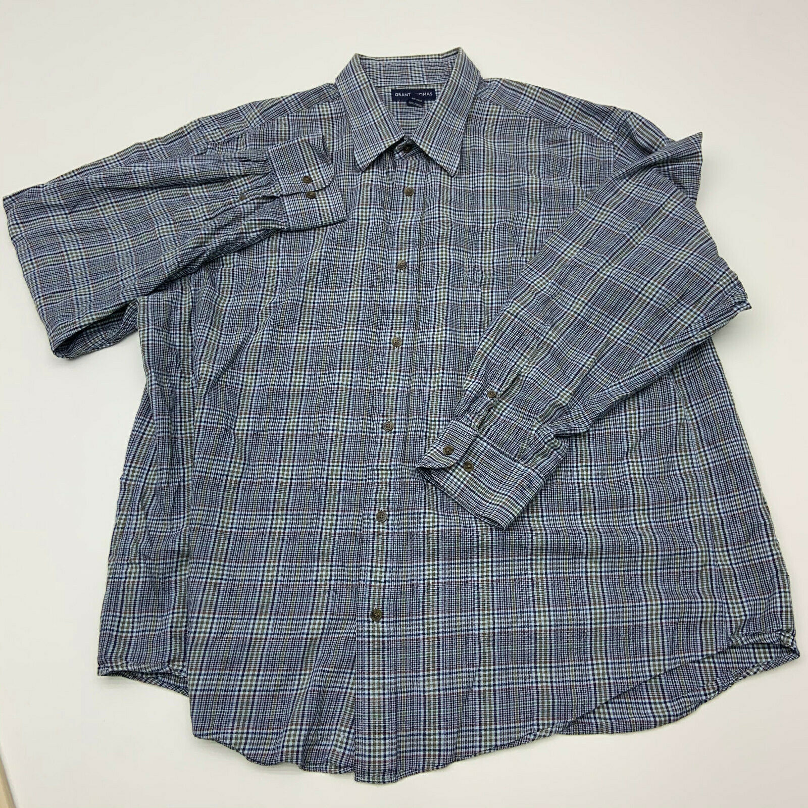 Grant Thomas Button Up Shirt Mens XXL Multicolor Stripe Long Sleeve ...
