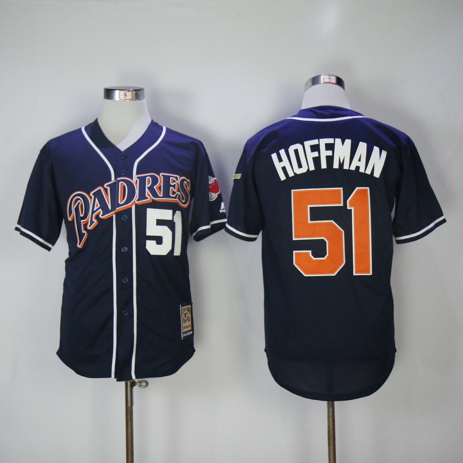 Men's San Diego Padres 51 Trevor Hoffman Jersey Sewn on Baseball Navy