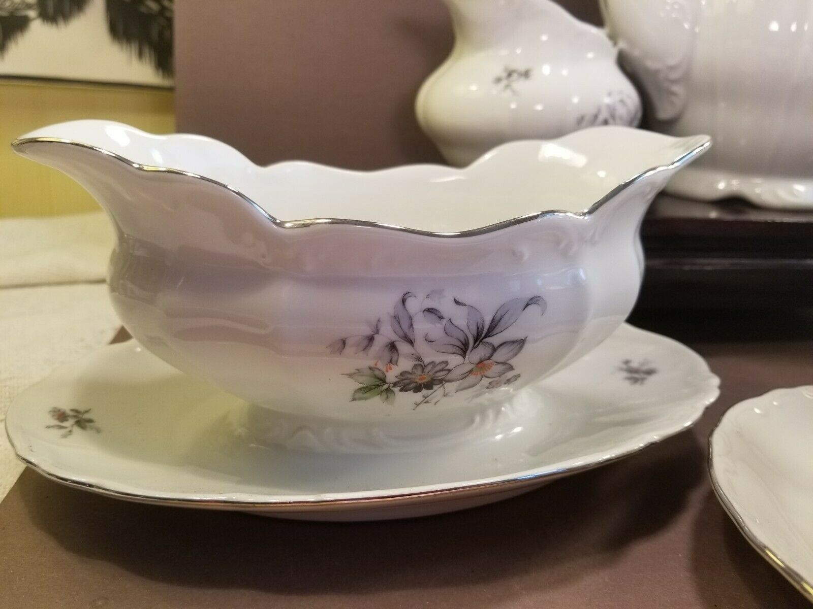 Vintage Fine Bohemian China Wild Flower Pattern Cups & Saucers