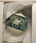 Radko Christmas Ornament Shiny Brite Christmas Greetings Green White Flo... - $7.99