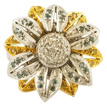 18 Karat White and Yellow Gold and Fancy Diamonds, Daisy Ring  - $2,290.00