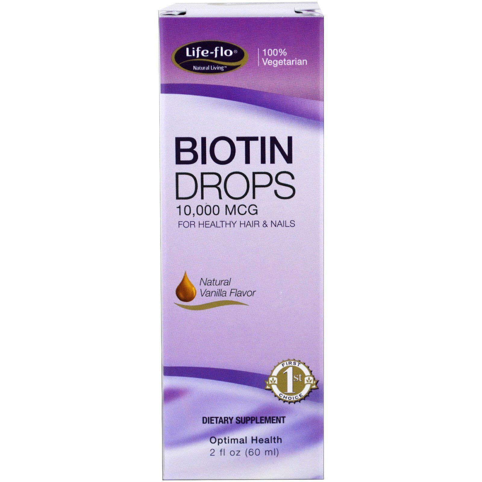 Primary image for Biotin Drops, For Healthy Hair & Nails, Natural Vanilla Flavor, 10,000 mcg, 2 fl