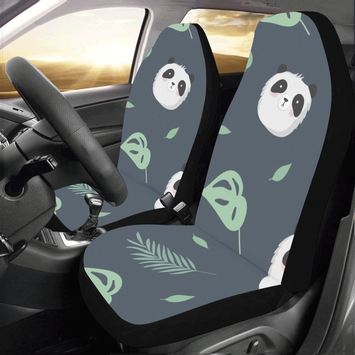 Cute Panda Black Big Eye Universal Fit Auto Drive Car Seat Covers ...