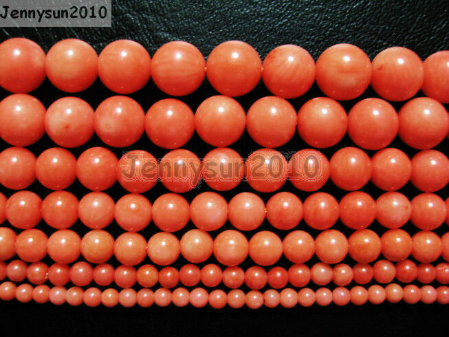 Natural Coral Gemstone Round Beads Orange 16'' 3mm 4mm 5mm 6mm 7mm 8mm 9mm