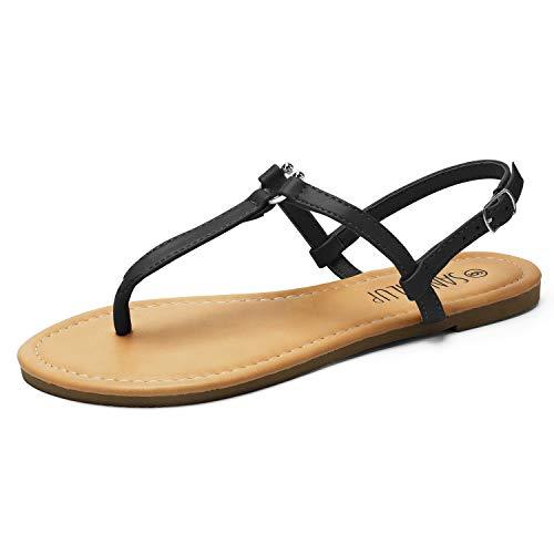 SANDALUP Thong Flat Sandals with U-Shaped Metal Buckle for Women Summer ...