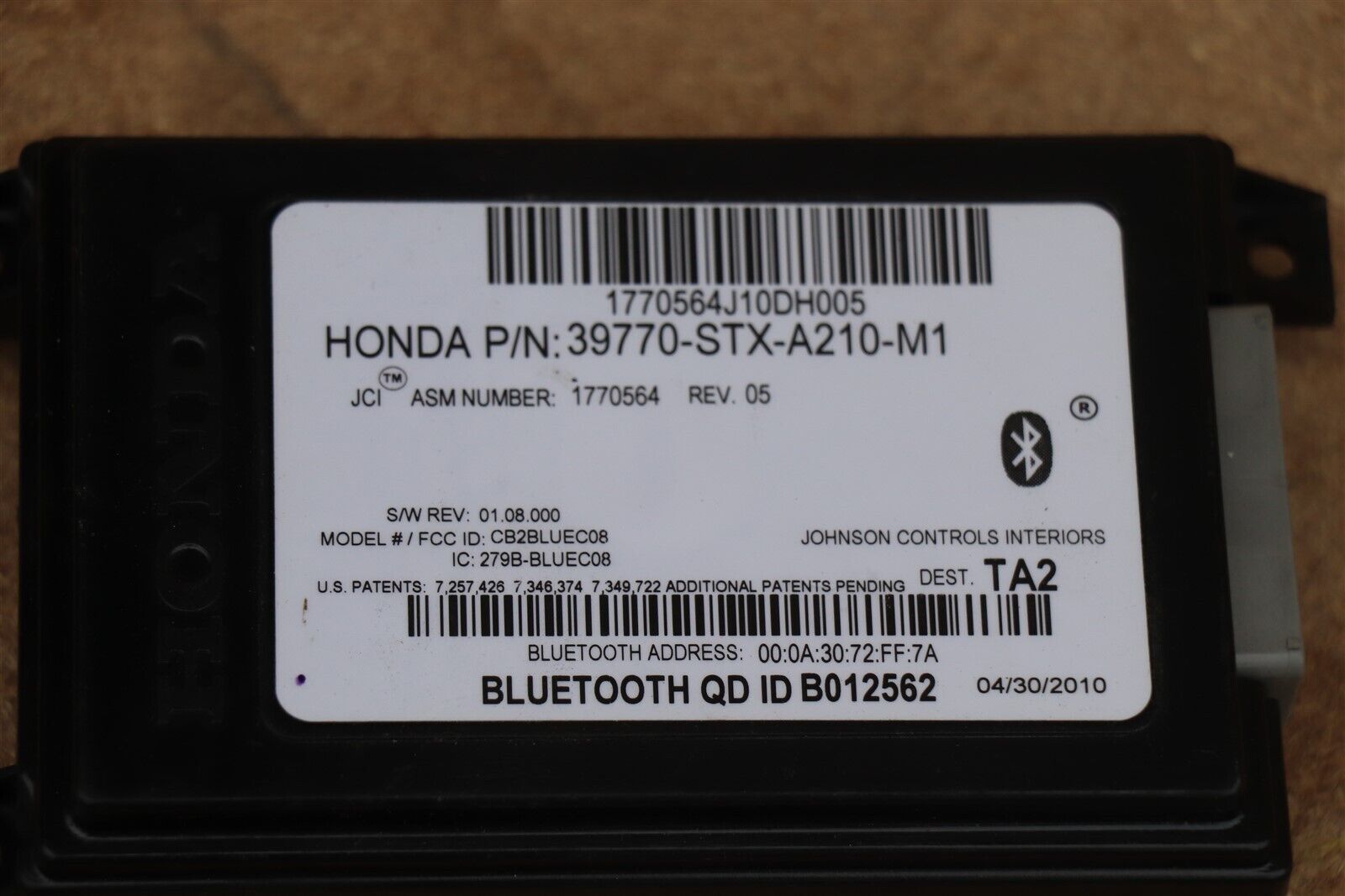 Honda Bluetooth Communication Control Module BT Link 39770STXA210M1