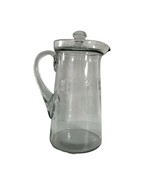 Vintage Clear Glass Pitcher With Lid Etched Flowers 10.5&quot; Tall Juice Bev... - $28.71