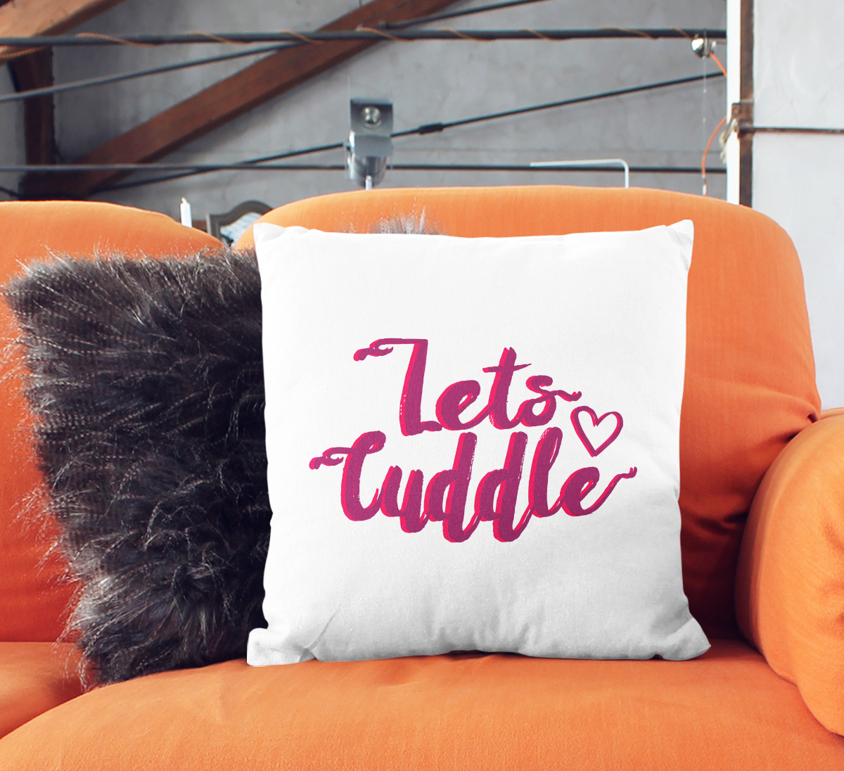 Throw Pillow Lets Cuddle Couples Pillow 16" Stuffed Decorative Pillow