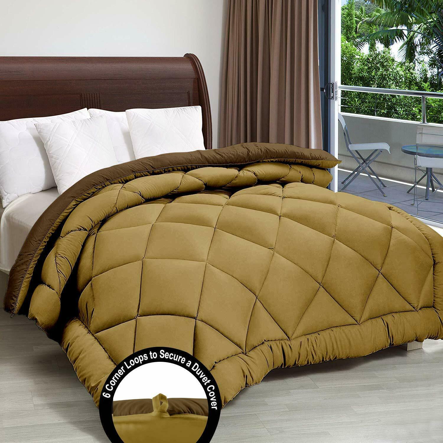 Double Bed Reversible Comforters, Fabric Cotton 300 GSM, Walnut & Dark Brown
