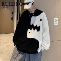 RUIHUO Kawaii work Sweatshirts Men Clothing Korean Style Sweatshirt Men Kawaii C - $160.79
