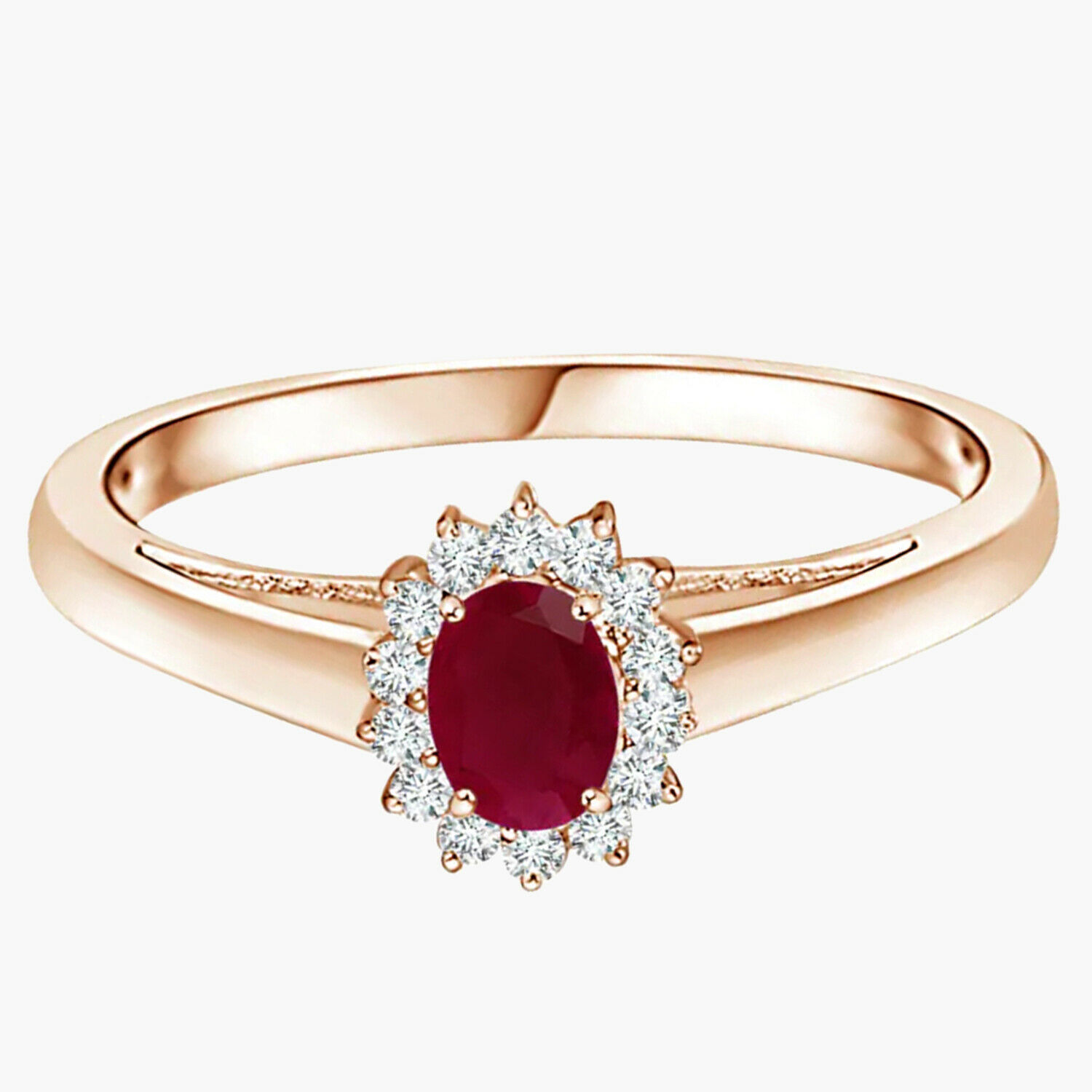 0.50 Cts Princess Diana Inspired Red Ruby Gemstone Ring 9k Rose Gold