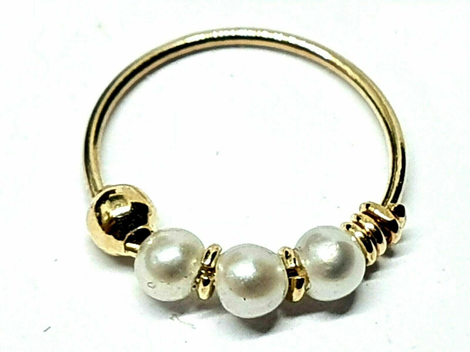 Anillo de nariz de perla Oro de 9 k 8 mm 22 g (0,6 mm) 3 Perlas de perlas...