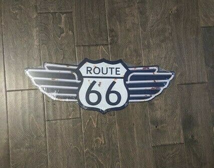 22" Route 66 Custom 3d cutout retro USA STEEL plate display ad Sign - $58.41