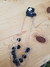 1187 Silver W/ Black Circles Necklace Set (New) - $8.58
