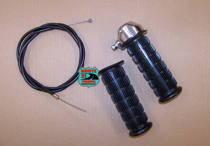Chrome 1" twist throttle w/ grips, throttle cable mini bike Rupp, Fox