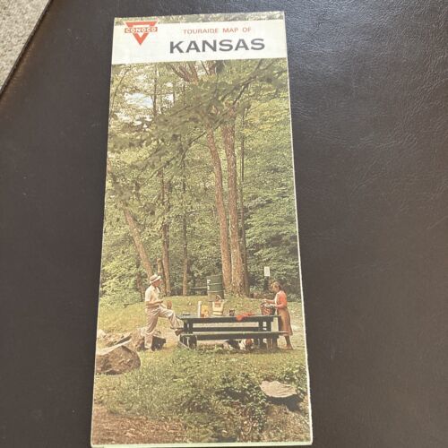 1968 CONOCO TOURAIDE MAP OF KANSAS Discover America By Car Travel Tour