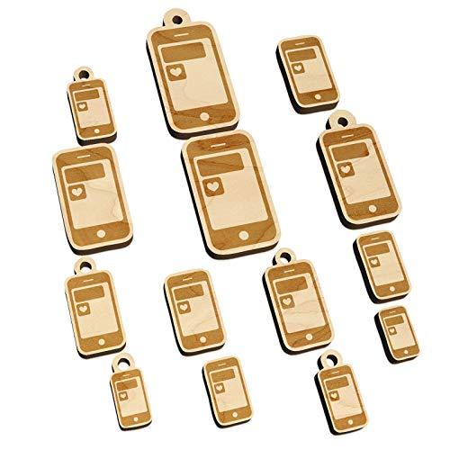 Mobile Tablet Phone Heart Text Message Mini Wood Shape Charms Jewelry DIY Craft