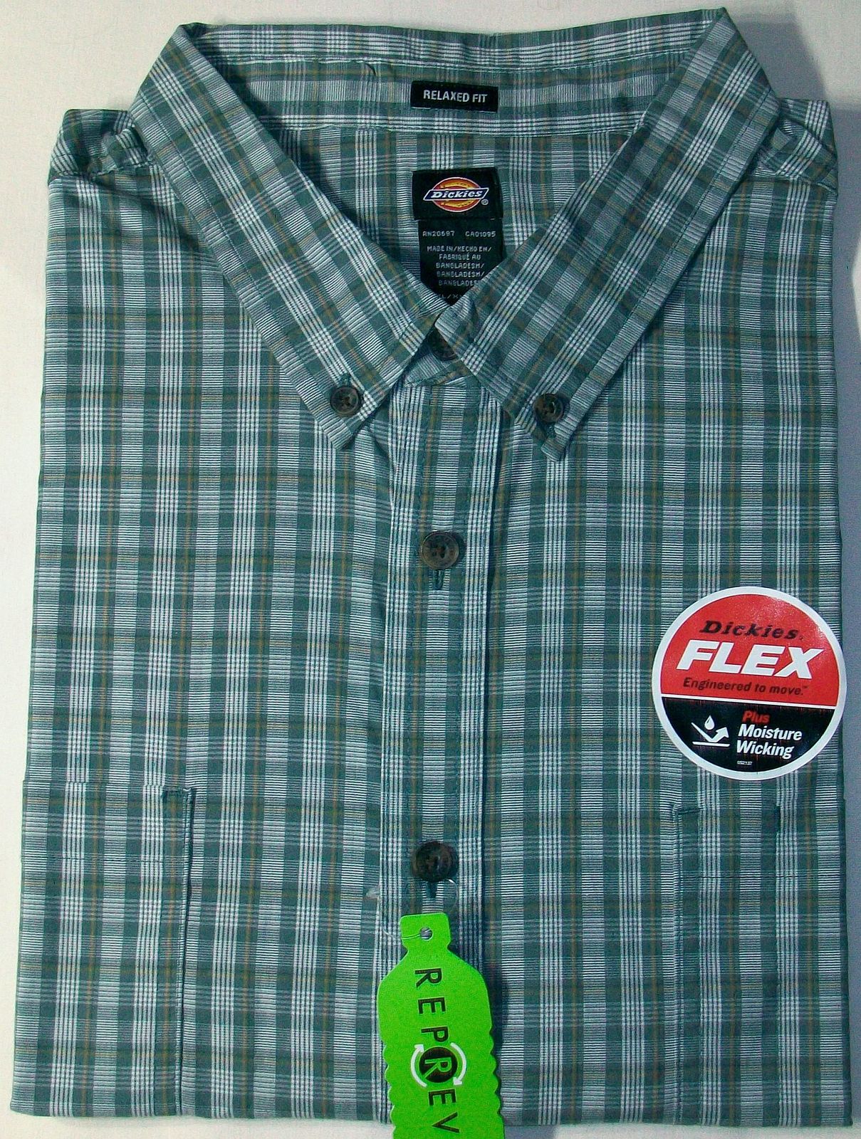 Dickies Men's Flex Relaxed Fit Short Sleeve Twill Work Shirt, Dark Navy, 2XL