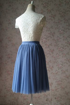 DUSTY BLUE Midi Tulle Skirt Plus Size High Waisted Midi Bridesmaid Tulle Skirt image 3