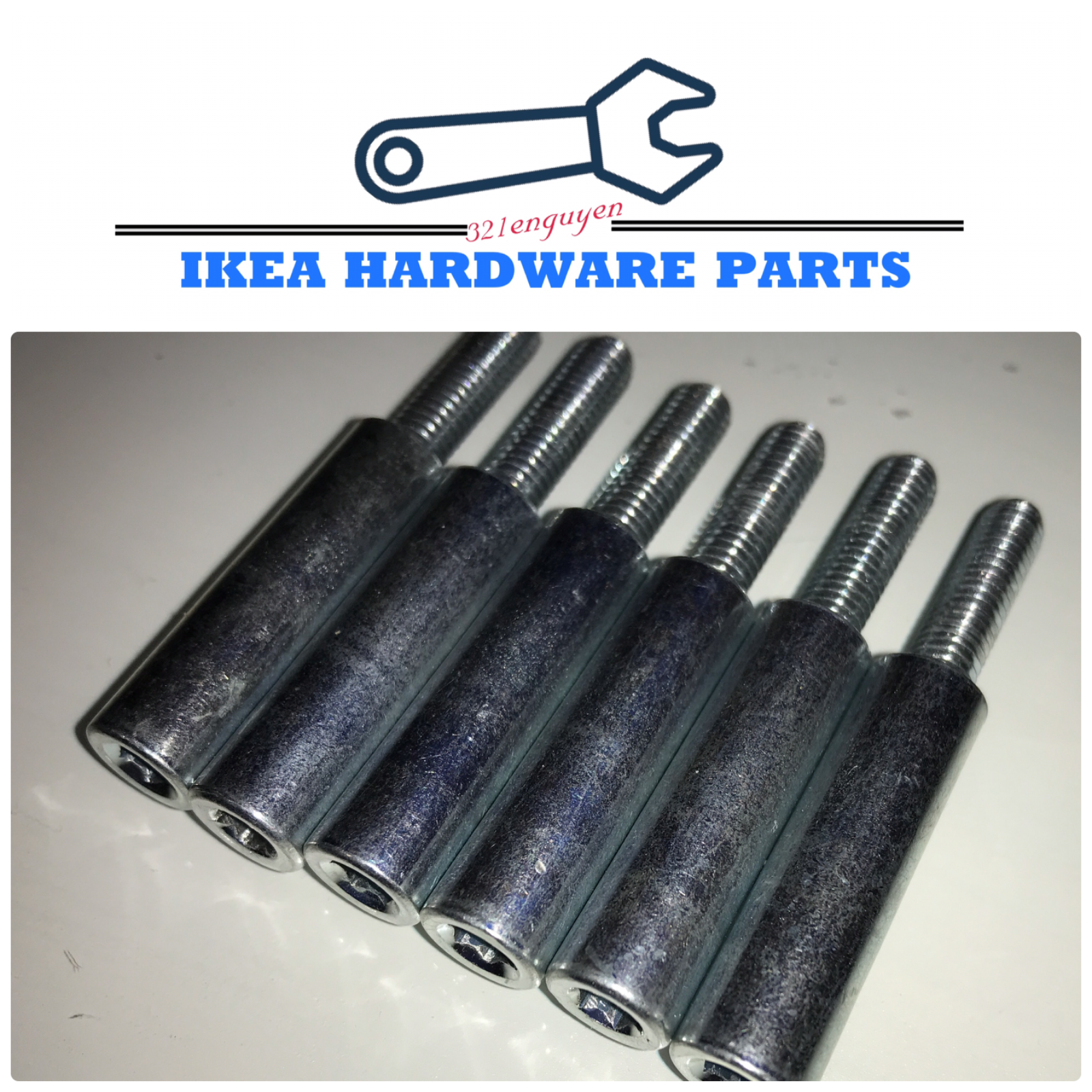 6 IKEA TUFFING, SVARTA BUNK BED Nut Sleeve & Threaded Pins / 106986 /