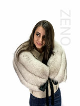 Natural Fox Fur Shawl 47' (120cm) Saga Furs Fox Collar Ribbon Fur Wrap Wide Fur image 6