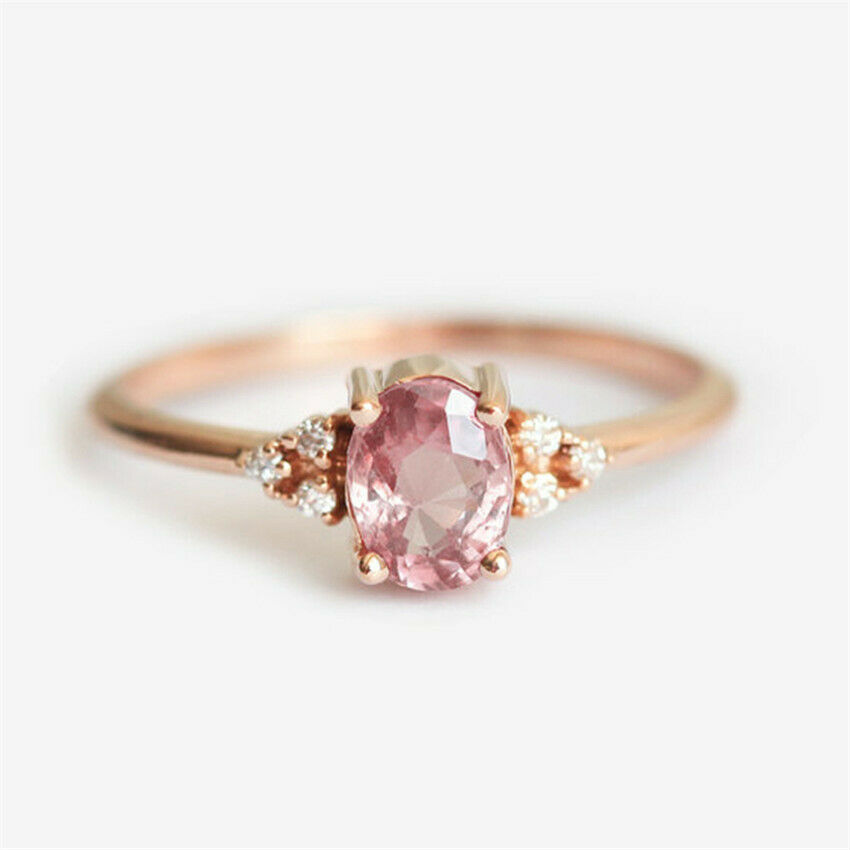 Fashion14K Gold Filled Ring for Women Pink Sapphire Wedding Jewelry Gift Sz 6-10
