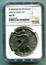 2006 W BURNISHED AMERICAN SILVER EAGLE NGC MS70 BROWN LABEL MS 70 NICE C... - $219.95