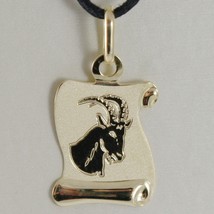 18K Yellow Gold Zodiac Sign Medal Capricorn Parchment Engravable Made In Italy - $156.50