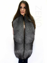 Blue Frost Fox Fur Stole 78' Saga Furs Big Collar Natural Colors Boa King Size image 2