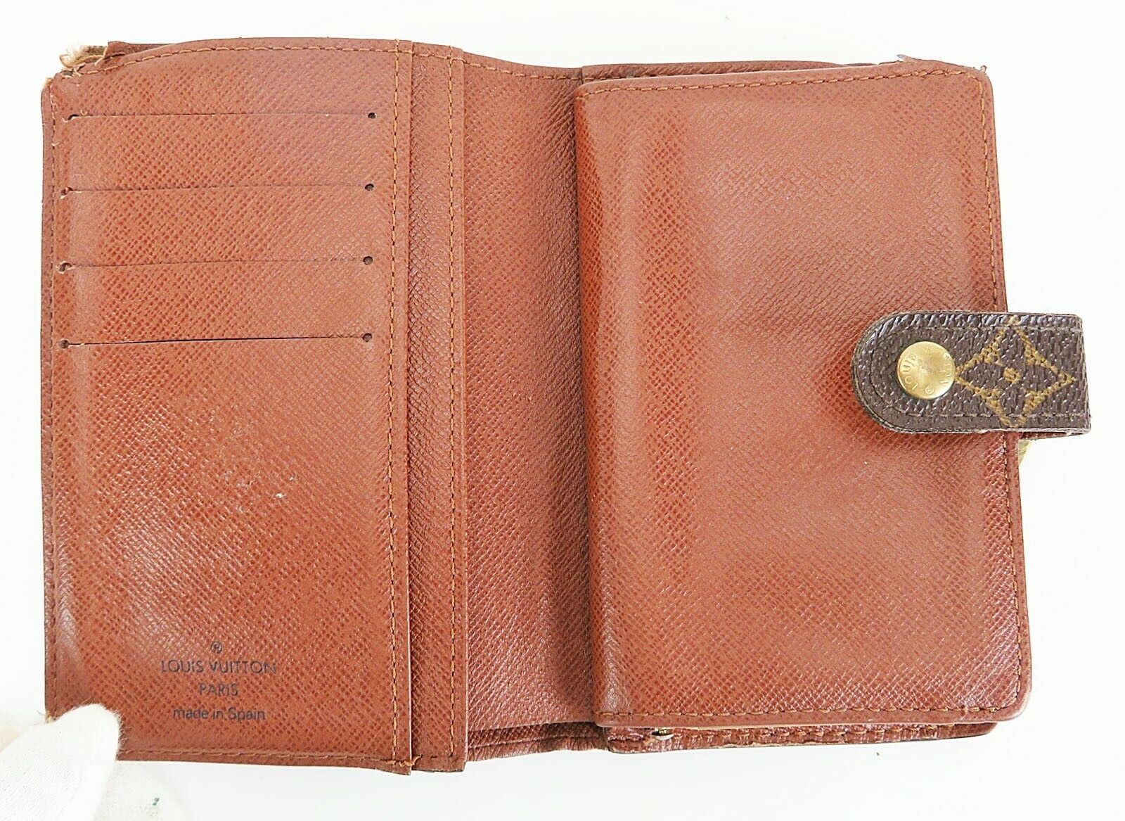 Authentic LOUIS VUITTON French Kisslock Monogram Wallet Coin Purse #28533 - Wallets