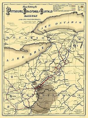Primary image for Pittsburg Bradford and Buffalo Railway - Colton 1882 - 23.00 x 30.67