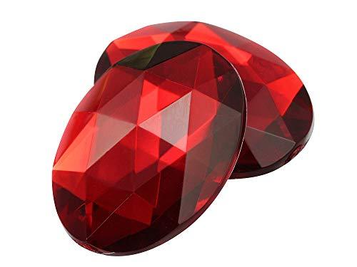 40x30mm Ruby H103 Flat Back Oval Acrylic Jewels Pro Grade - 4 Pieces