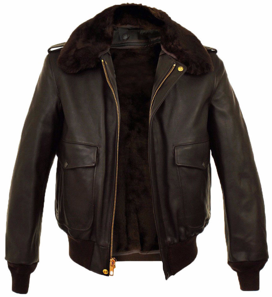 Mens Aviator A2 Flight RAF IRVIN Airforce Bomber Brown Cowhide Leather ...