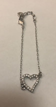 SWAROVSKI Signed 8” Heart Crystal Rhodium Bracelet Chain Love Present Swan - $35.59