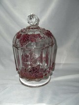 Vintage Westmoreland Crystal Glass Panelled Grape Ruby Flash Sugar Bowl Lid NICE - $64.35