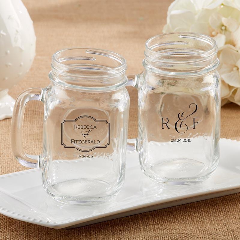 36Personalized 16 oz. Mason Jar Mugs Classic Wedding Favors