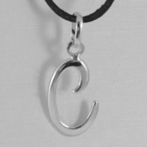 18K WHITE GOLD PENDANT CHARM INITIAL LETTER C, MADE IN ITALY 0.9 INCHES, 23 MM image 1