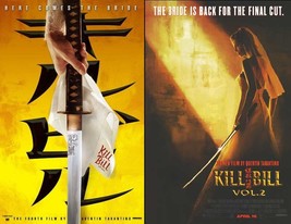 2 NEW Quentin Tarantino KILL BILL Vol 1 &amp; 2 POSTERS Movie Uma Thurman 20x13 - $19.95