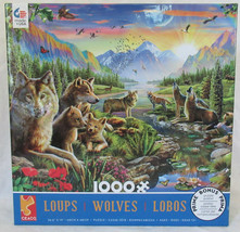 Ceaco 1000 Piece Puzzle Wild WOLVES and pups in the valley River w/ Bird... - $34.55