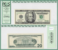 1996 Star $20 Federal Reserve Note Chicago PCGS 67 PPQ Superb Gem Unc FRN - $199.99