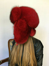Fox Fur Full Trapper Hat Saga Furs Ushanka Hat Red Color Fox Fur Aviator Fur Hat image 4