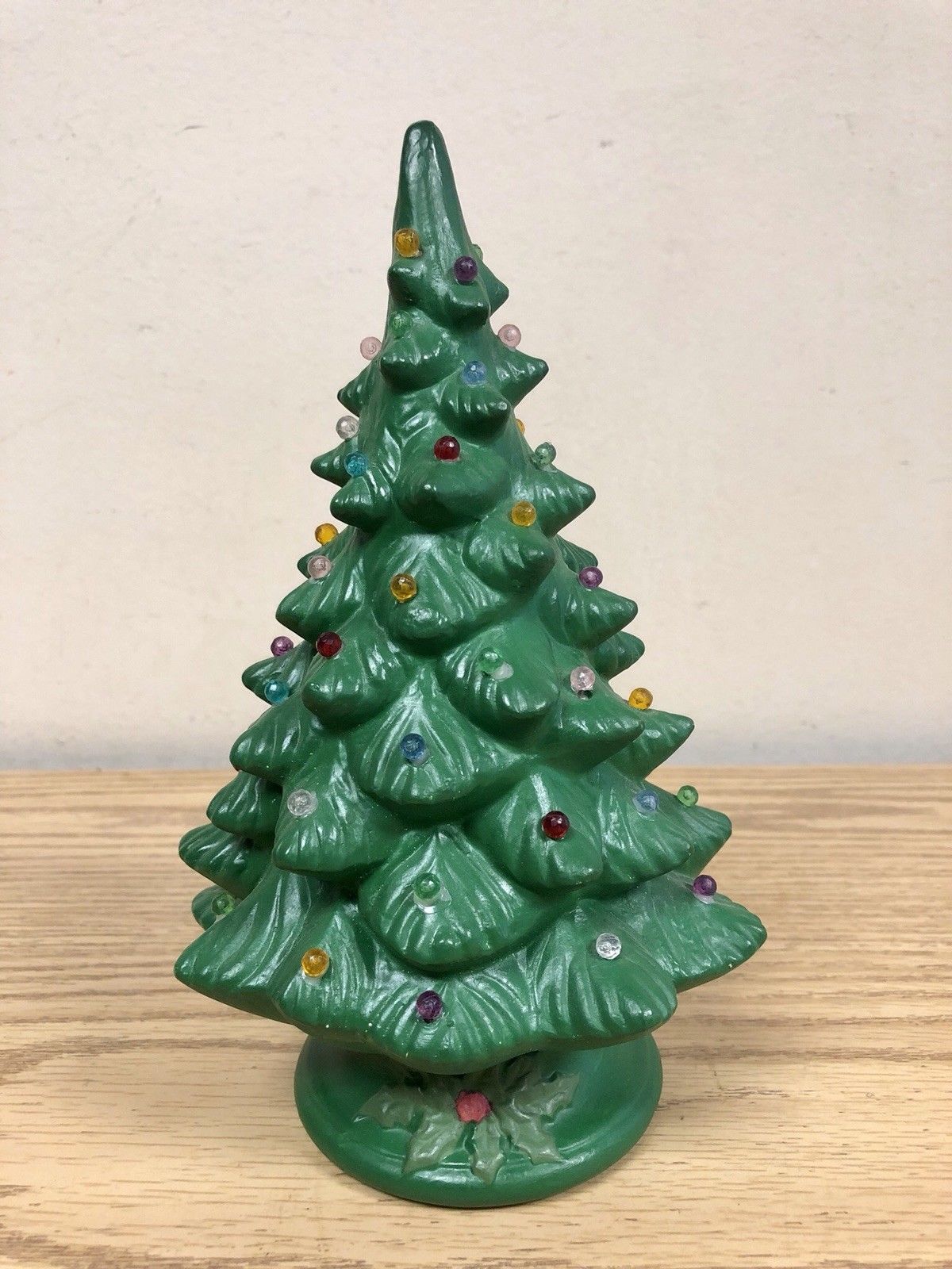 Vintage E.S. Molds Hand Painted Ceramic Christmas Tree On Base
