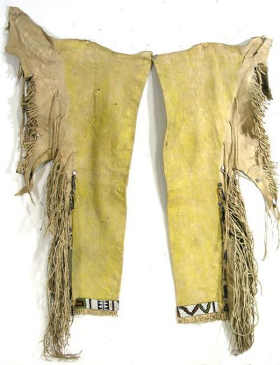 OLD STYLE Native American Buckskin Tan Suede Leather Fringes Beaded ...