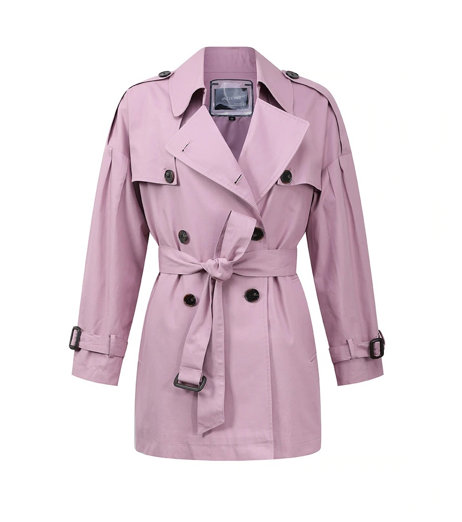 New lavender double breasted women trench coat with belt lilac plus ...