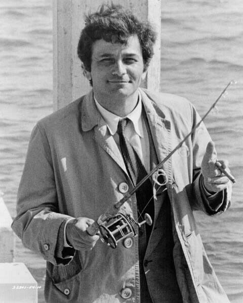Peter Falk with fishing rod Columbo 1972 The Most Crucial Game Santa Monica pier