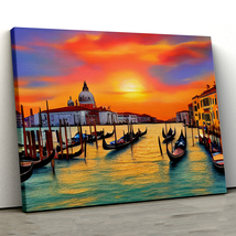 Sunset in Venice Artwork 11,Landscape Canvas Wall Art, Canvas Wall Art P... - $35.99+