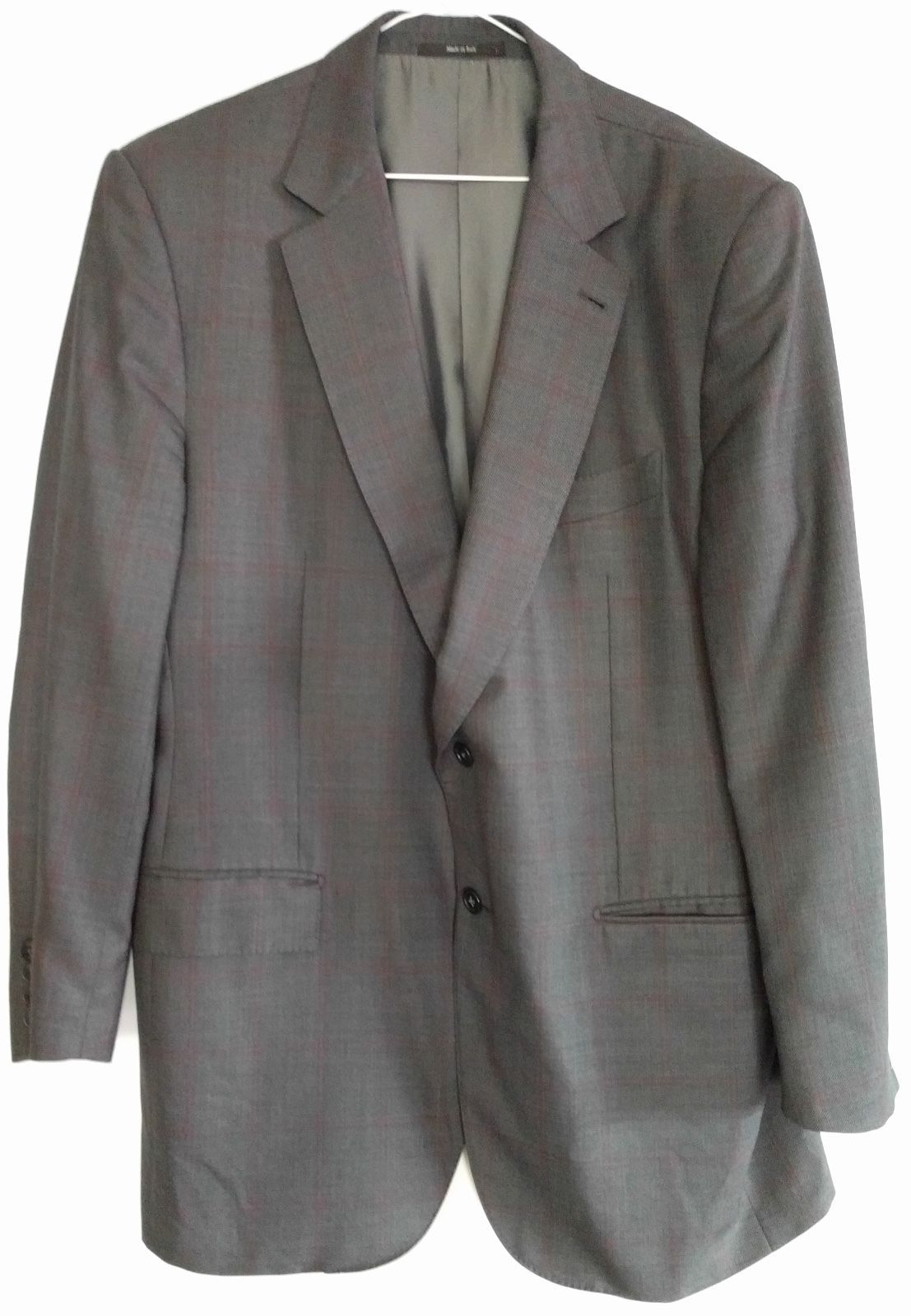 Emanuel Ungaro Classic Fit Charcoal Gray Windowpane Three Button Wool Suit