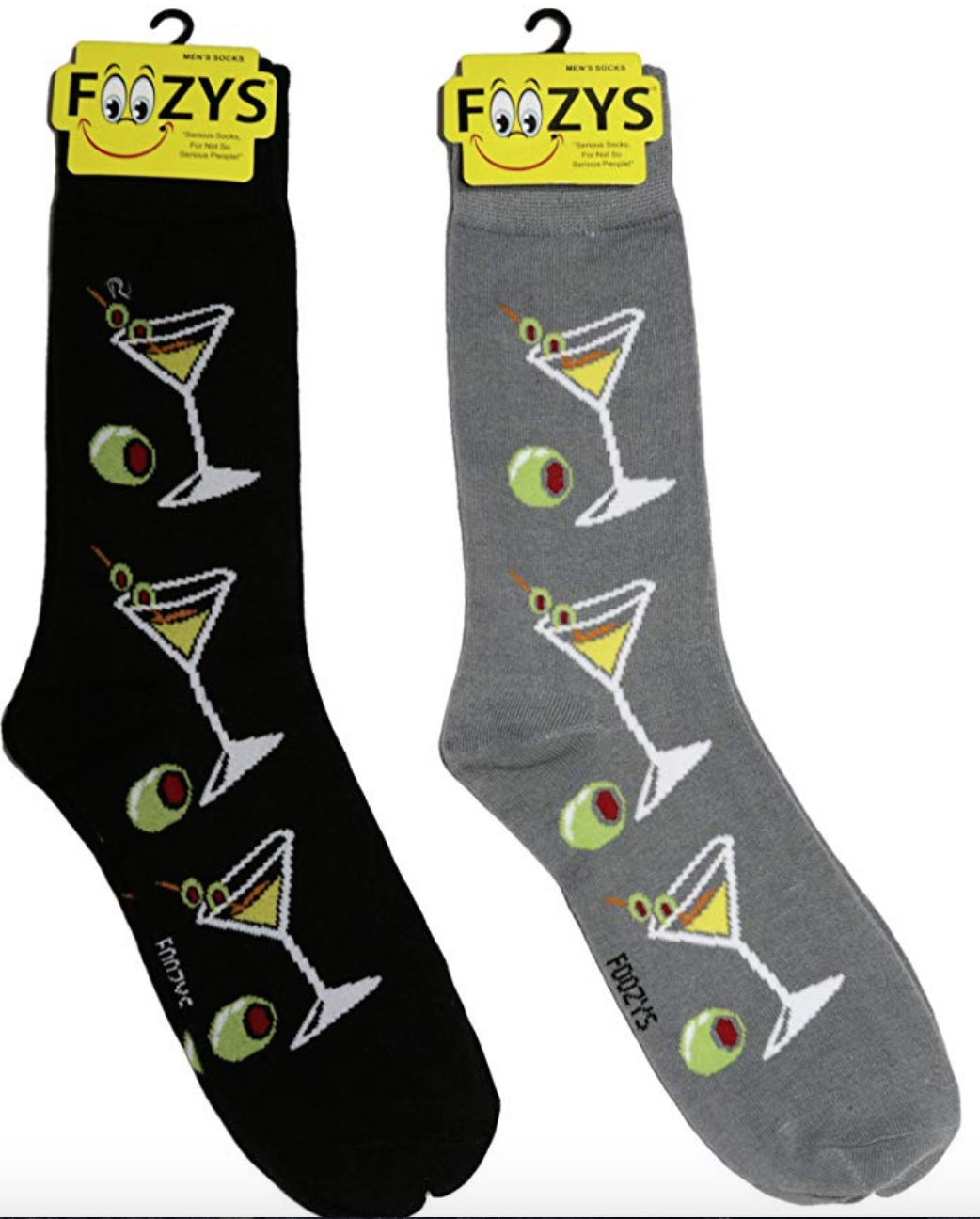 Martini Drinking Alcohol Cocktail Classic Dry Gin Olive 2 Pairs Foozy Mens Socks